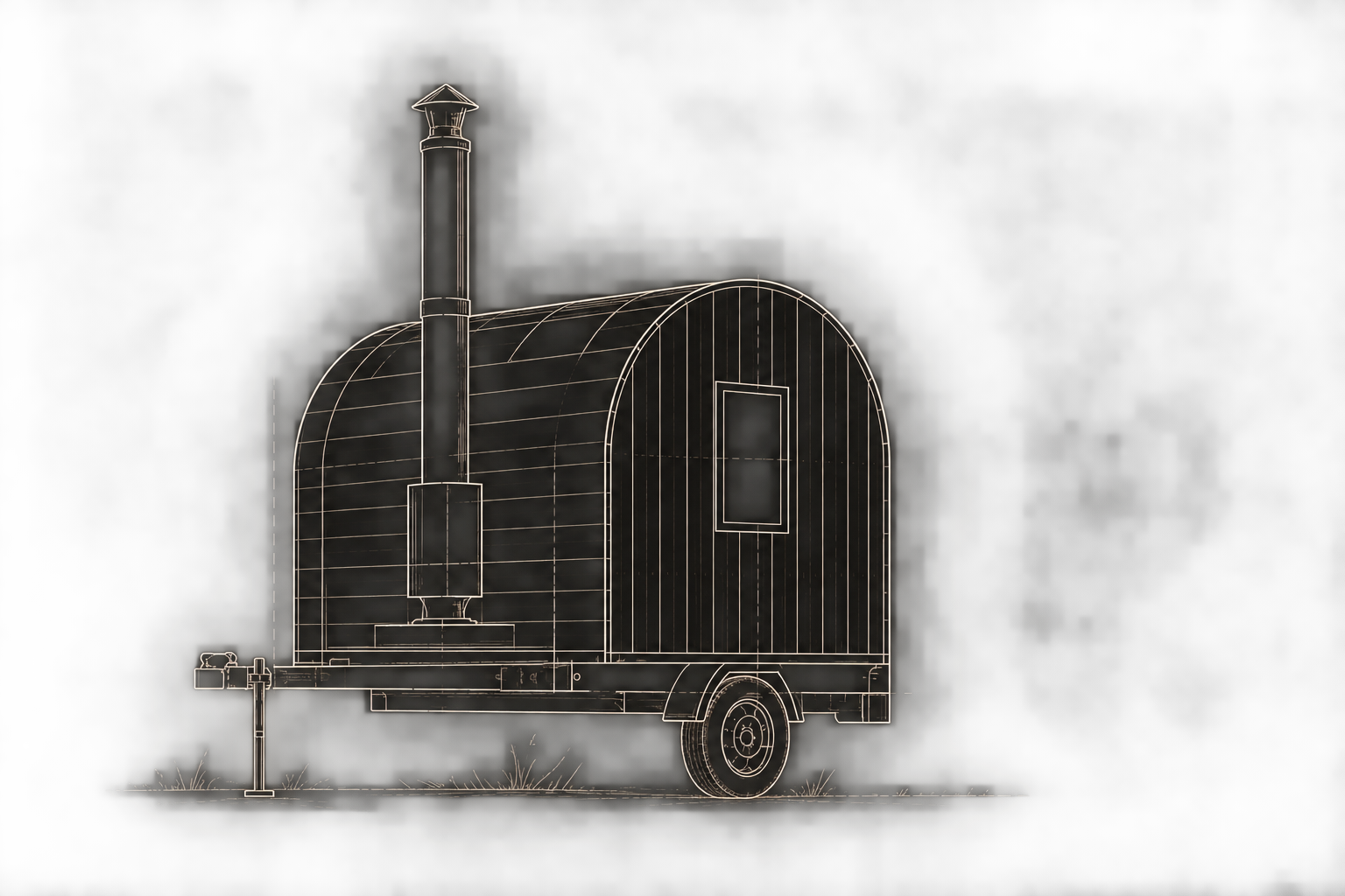 Dessin de conception du sauna mobile